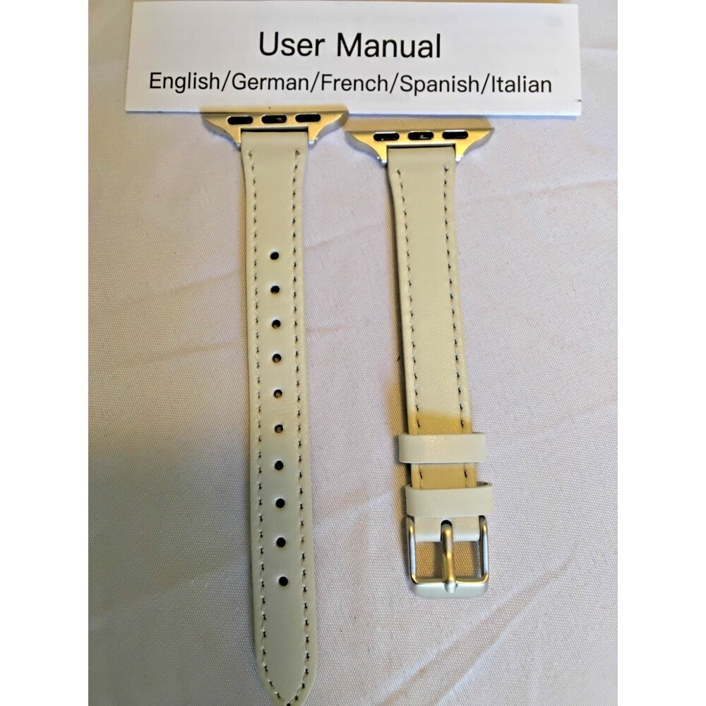 Chic Ivory Leather Apple Watch Band Dressy Strap Fits 42mm 44mm 45mm Women NWT
